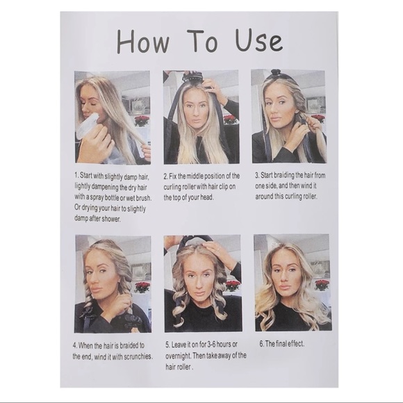 Hair curling heatless rod headband silk with 2 scrunchies wavy curly no damage - Picture 3 of 9